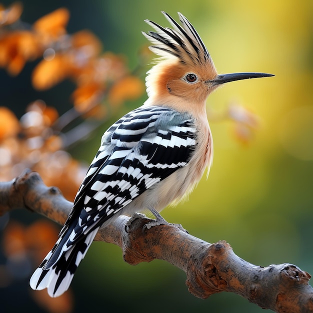 Photo illustration of a close up of a hoopoe on a branch a digital renderi