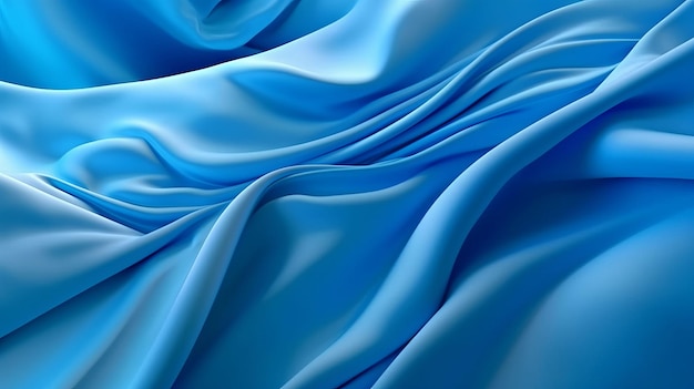 Illustration of a close up of a vibrant blue silk fabric texture