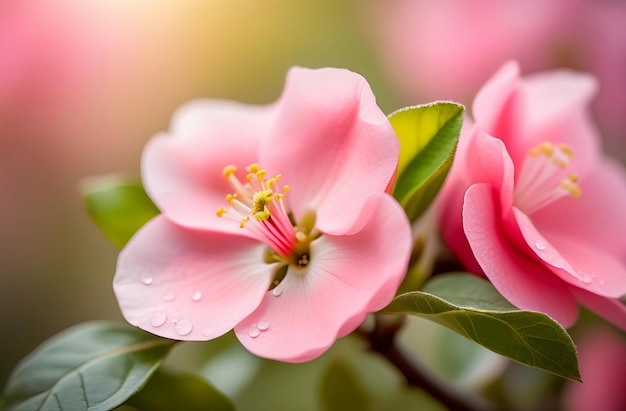 Illustration closeup of a quince flower in spring ai generated