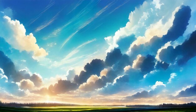 иллюстрация пейзажа облаков с горизонта