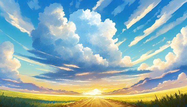 illustration of cloud scape view from horizon