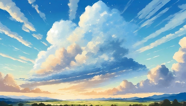 иллюстрация пейзажа облаков с горизонта