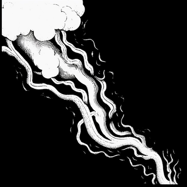 illustration of a cloud with a long stream of smoke coming out of it generative ai