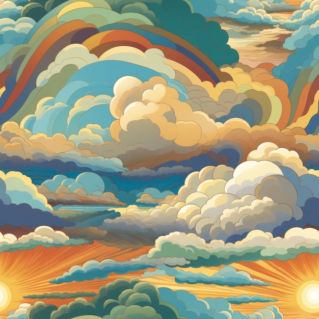 Photo an illustration of clouds and sun in the sky