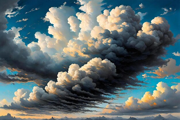 Illustration of a Cloudscape with a lot of Clouds