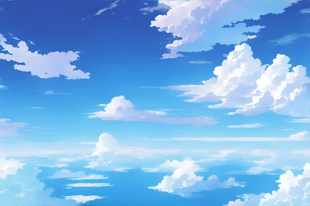 アニメ スタイルの曇り空のイラスト アニメの空雲の背景