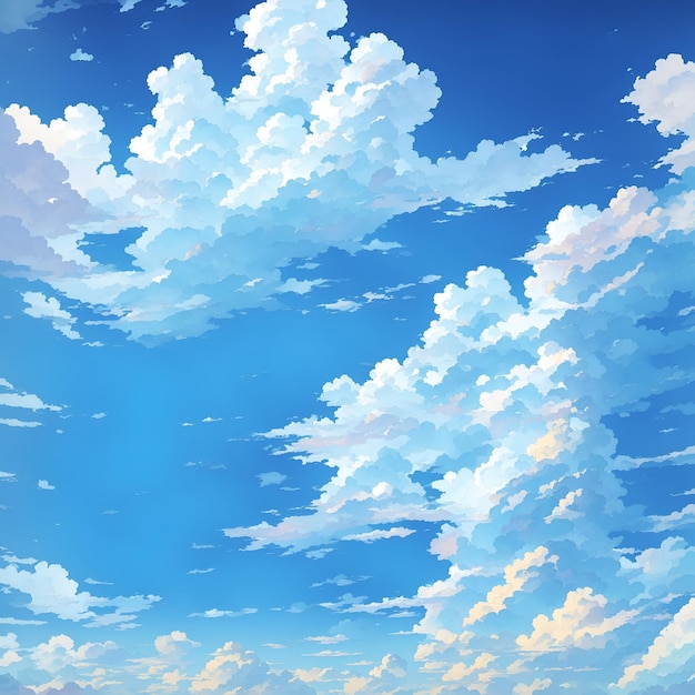 アニメ スタイルの曇り空のイラスト アニメの空雲の背景