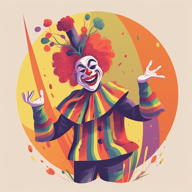 Illustration of a clown character magician cartoon villain