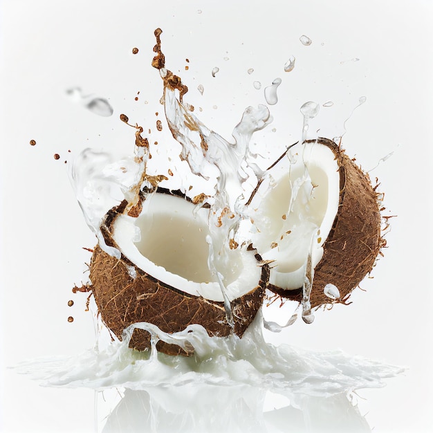 Illustration of coconut with splash juice