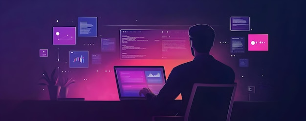 Illustration of Coding in Digital World Programmer Work with Code and ...
