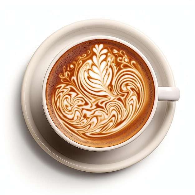 illustration of Coffee Art3D rendering of latte art showcasing