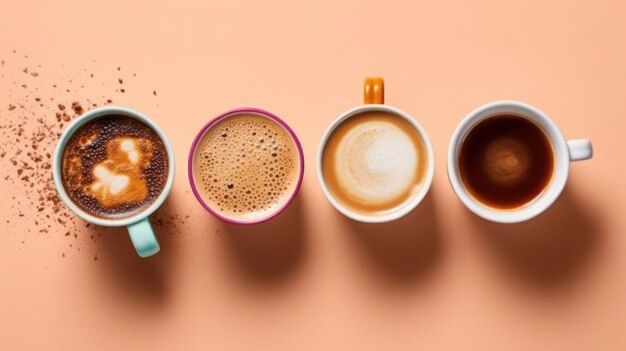 Photo illustration of coffee cup with many taste