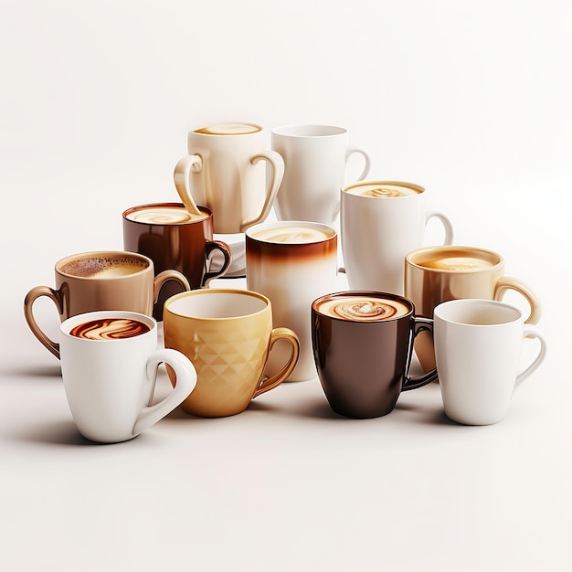 illustration of Coffee Mugs Set3D rendering of a set of coffee