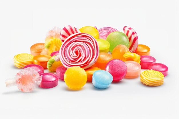 illustration of colored candies isolated on transparent white background