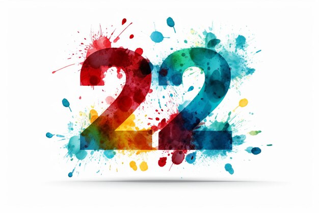 illustration of Colored number 2024 the new year celebration banne white background Generative ai