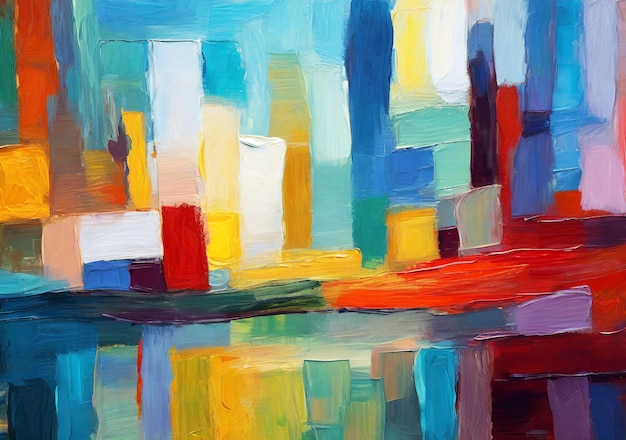 Illustration of Colorful Abstract Oil Painting Brushstrokes