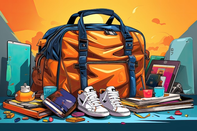 Illustration of Colorful Back to School Backpacks Books Stationery