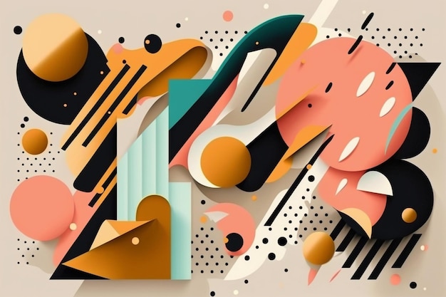 An illustration of a colorful background with a black and orange design.