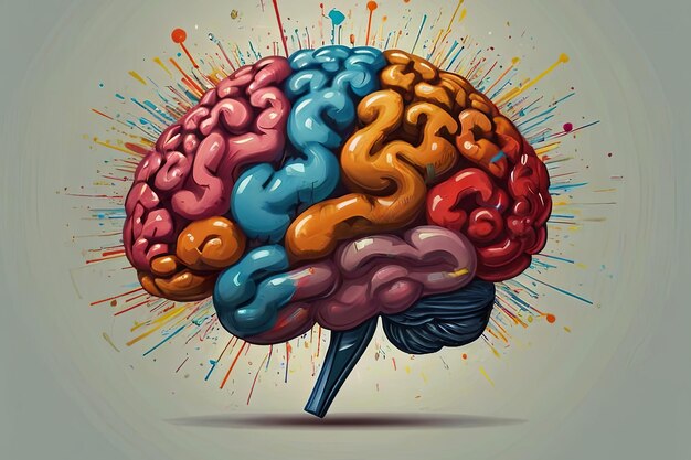 Illustration of colorful brain splash Brainstorm and inspiring concept Perfect for creative