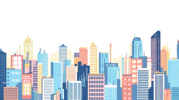 illustration of colorful city buildings landscape with flat style on white background ai generated