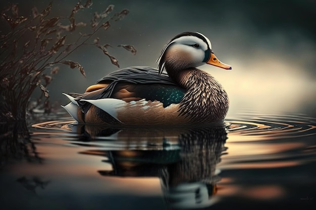 Illustration of a colorful duck Ai generated