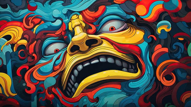 an illustration of a colorful face in art