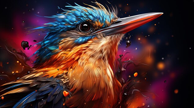 Photo an illustration colorful featuring bird