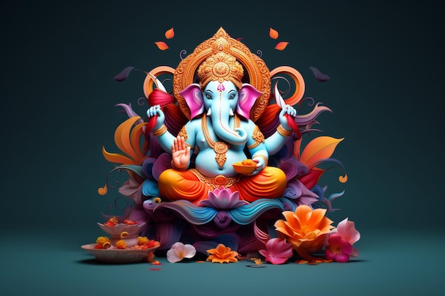 illustration of colorful ganesh ji 3d colorful background wallpaper