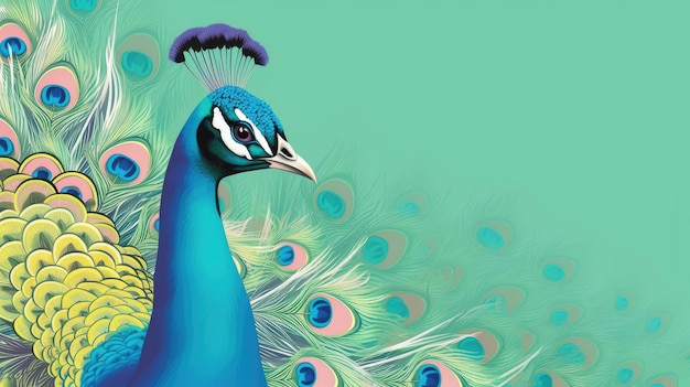 Photo illustration of colorful green and blue peacock with f 4xjpg