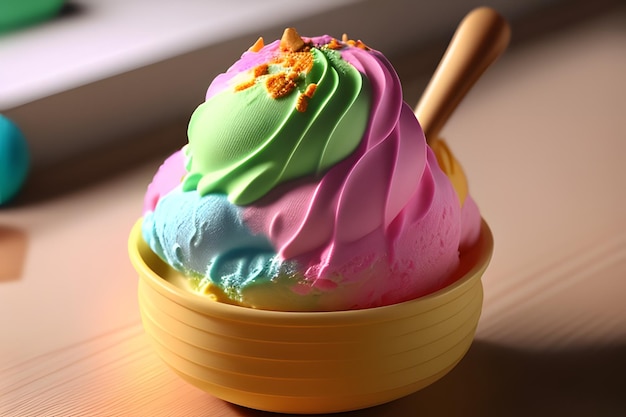 カラフルなアイスクリームのイラスト ジェネレーティブ AI