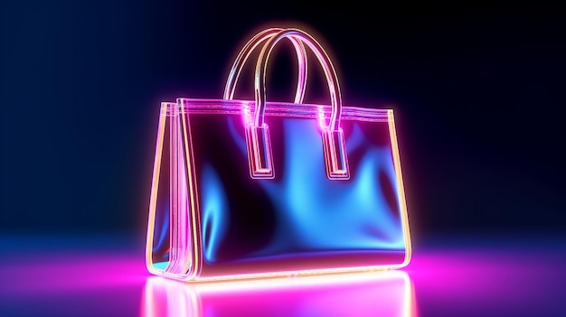 Illustration of a colorful neon bag on a table
