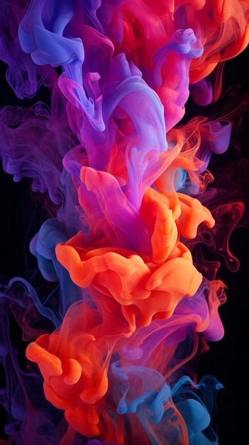 Illustration of colorful smoke against a black background