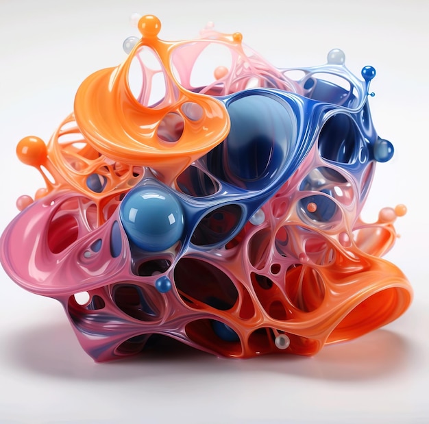 Иллюстрация красочного всплеска с оранжевыми и синими кругами и пузырьками