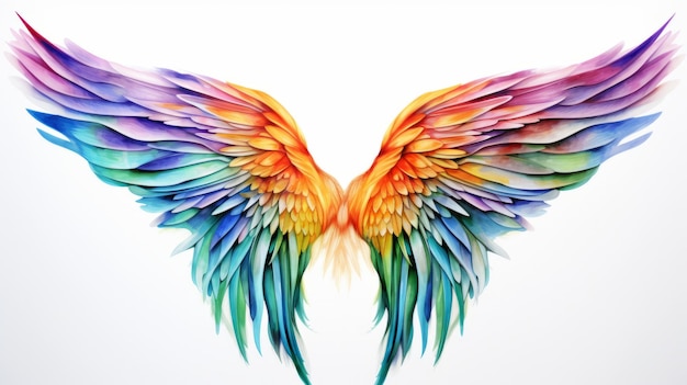 Illustration of colorful wings on a white background