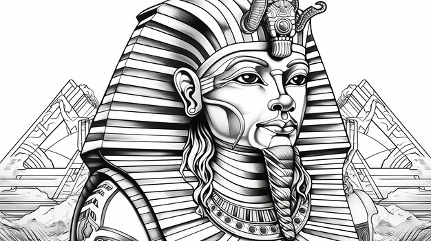 Photo illustration of coloring book pages for adults sphinx black and white