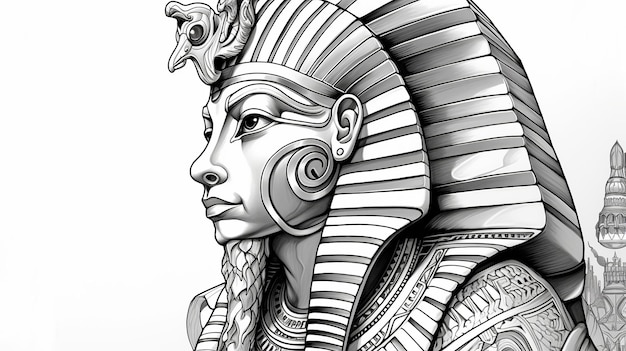 illustration of coloring book pages for adults sphinx black and white