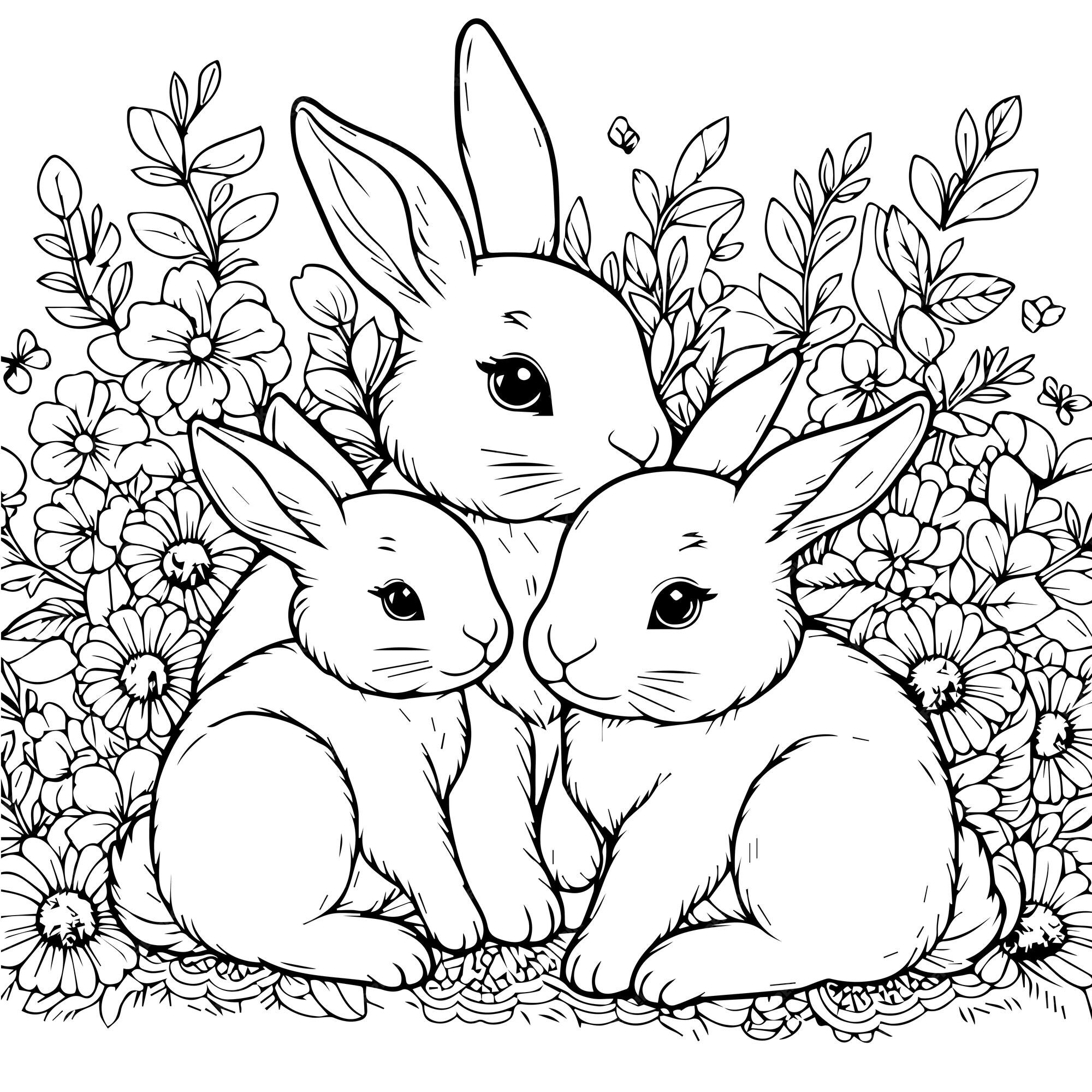 Premium Photo | Illustration coloring book some rabbits