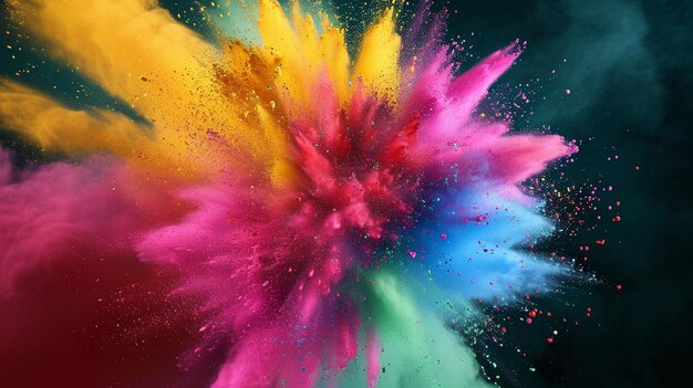 Illustration of colourful explosion for Happy Holi Generative Ai