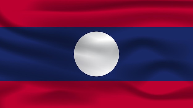 Illustration concept independence Nation symbol icon realistic waving flag colorful Country of Laos