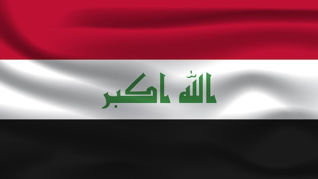 Illustration concept independence symbol icon realistic waving flag 3d colorful of iraq