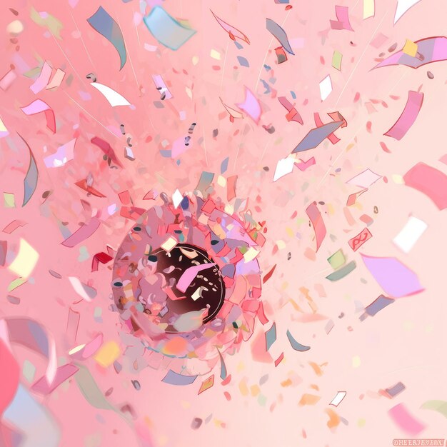 Foto confetti illustrati in rosa