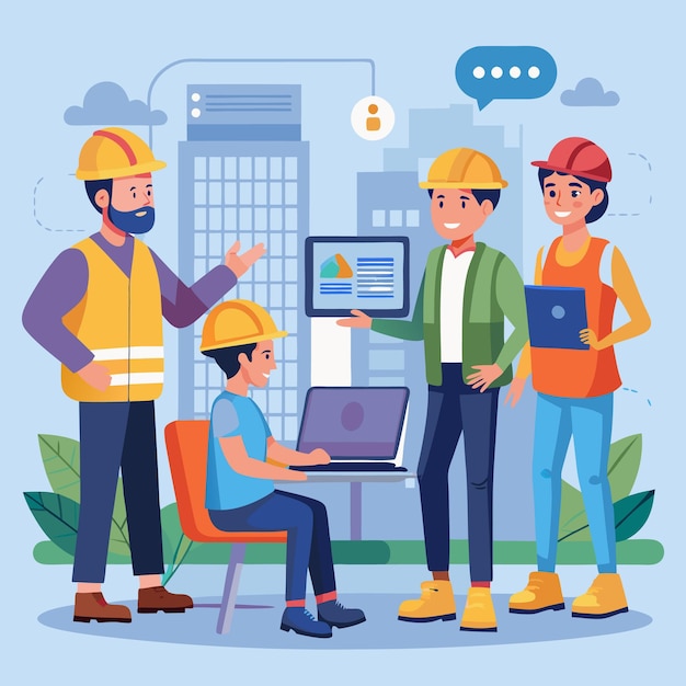 建設のイラスト オンラインディスカッション