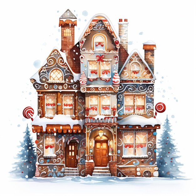 illustration of a cookie christmas House with white background