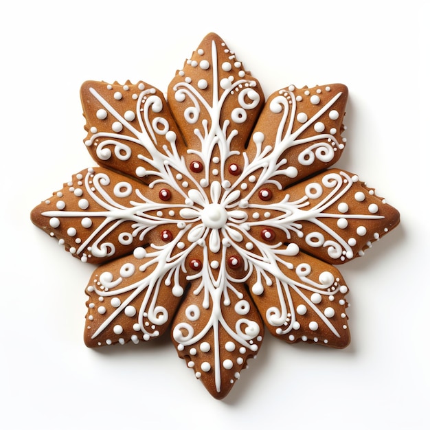 illustration of a cookie christmas snowflake with white background