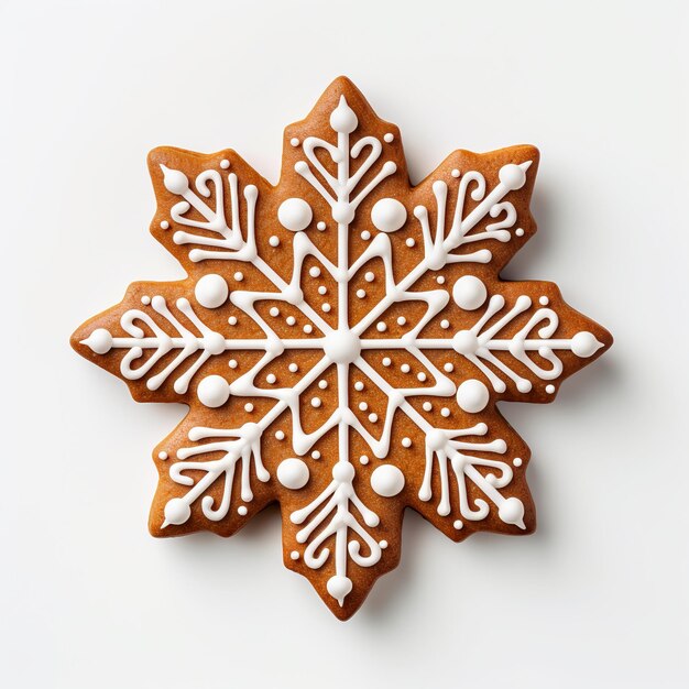 иллюстрация рождественской снежинки из печенья на белом фоне