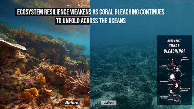 Photo illustration of coral bleaching threat