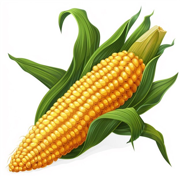 Photo an illustration of corn on a white background with the words corn on the bottom