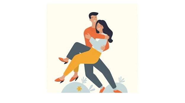 An illustration of a couple holding each other