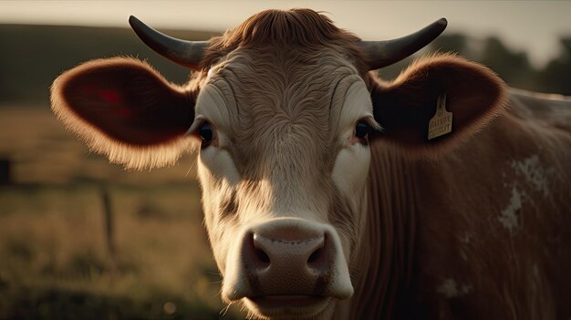 illustration of a cow in the garden on the outskirts of the forest