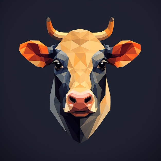 Illustration of a cow's head with geometric shapes